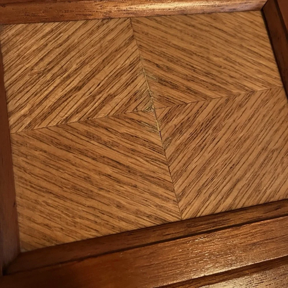 MCM‎ London Leather Wooden Jewelry Box Valet Inlaid Divided Storage Case Vintage
